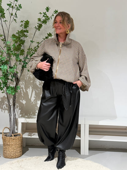 BROEK BALLOON LEATHERLOOK - ZWART