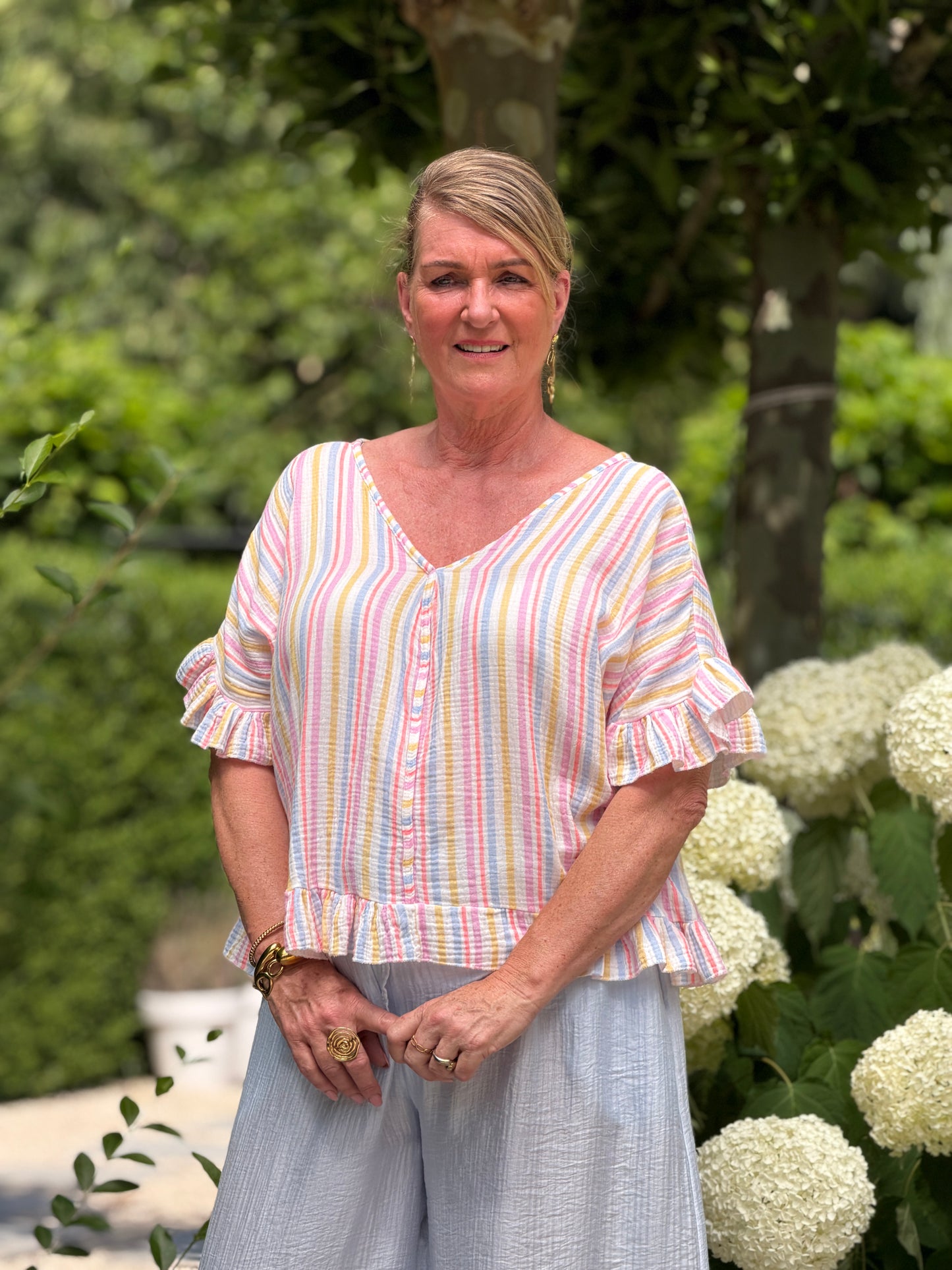 MADALON BLOUSE - BLAUW