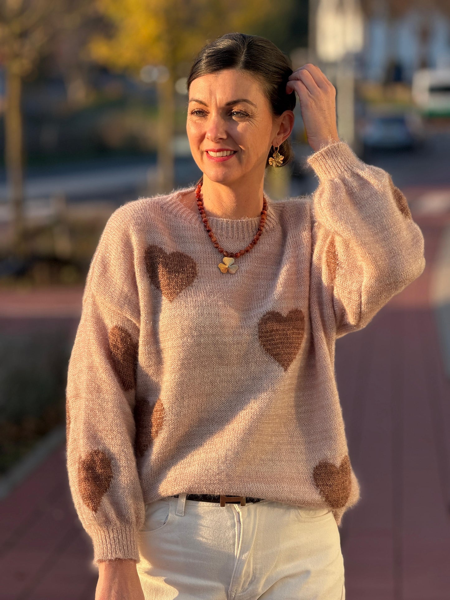 LOVELY Heart Trui - Beige