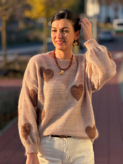 LOVELY Heart Trui - Beige