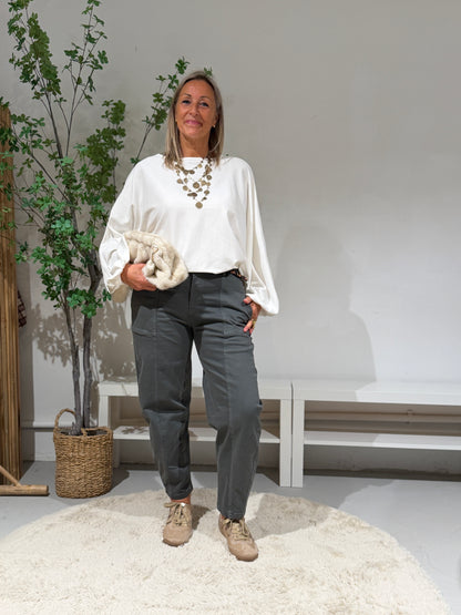 LENA BARREL JEANS - GRIJS