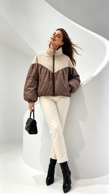 UNI PUFFER - BRUIN/ECRU