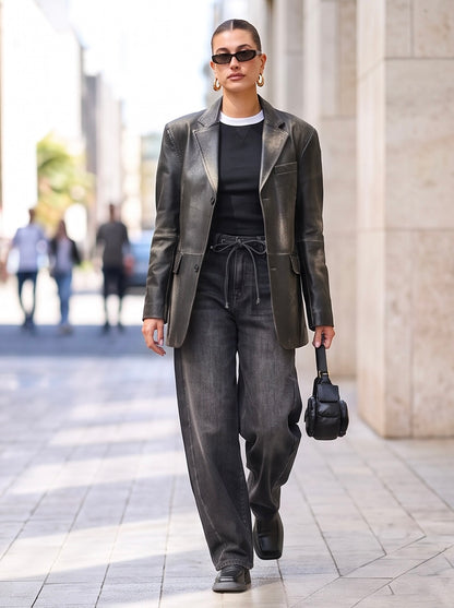 BELA BARREL JEANS - ZWART