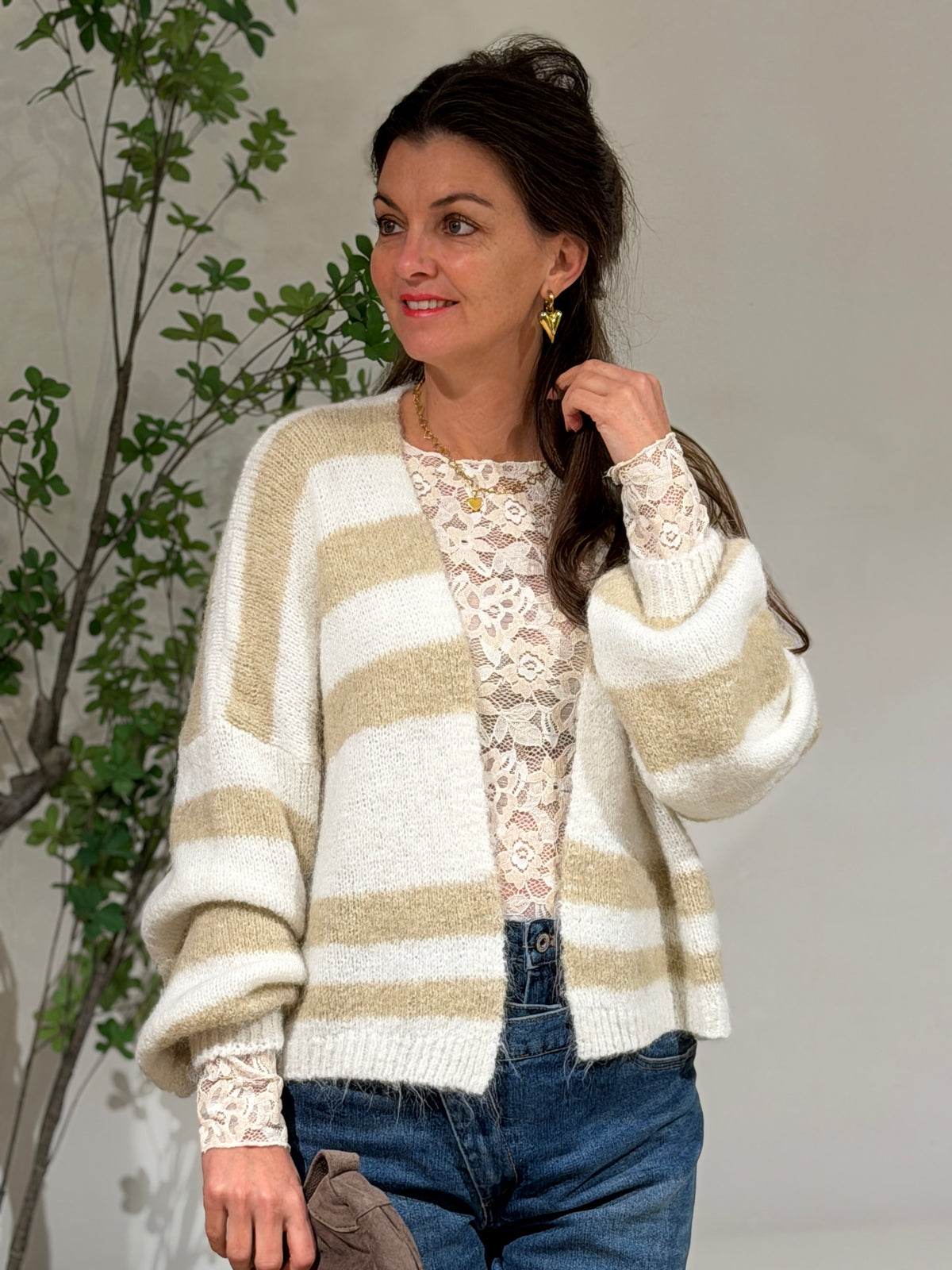 STRIPE VEST - BEIGE