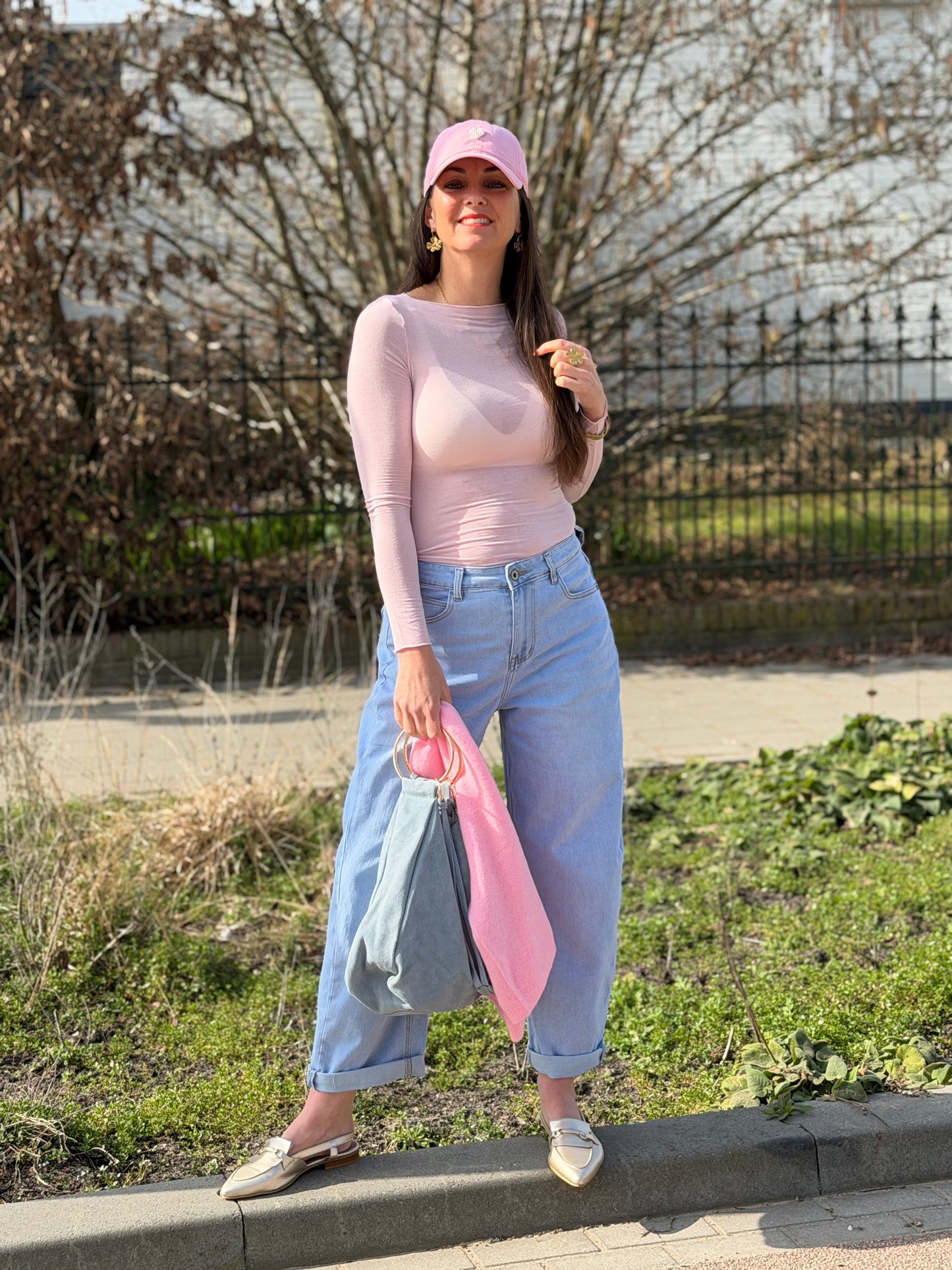 UNI MESH  Top - Roze