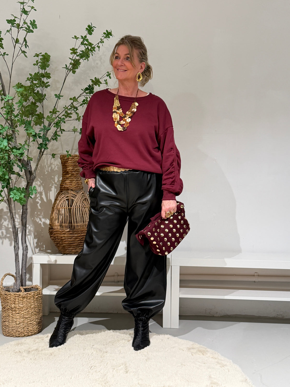 RUCHE SWEATER - BORDEAUX