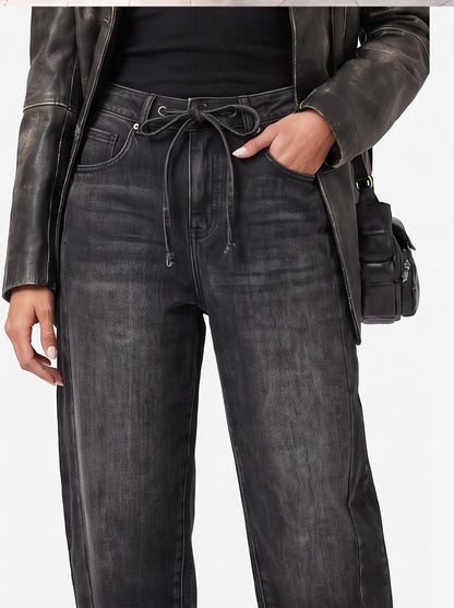 BELA BARREL JEANS - ZWART