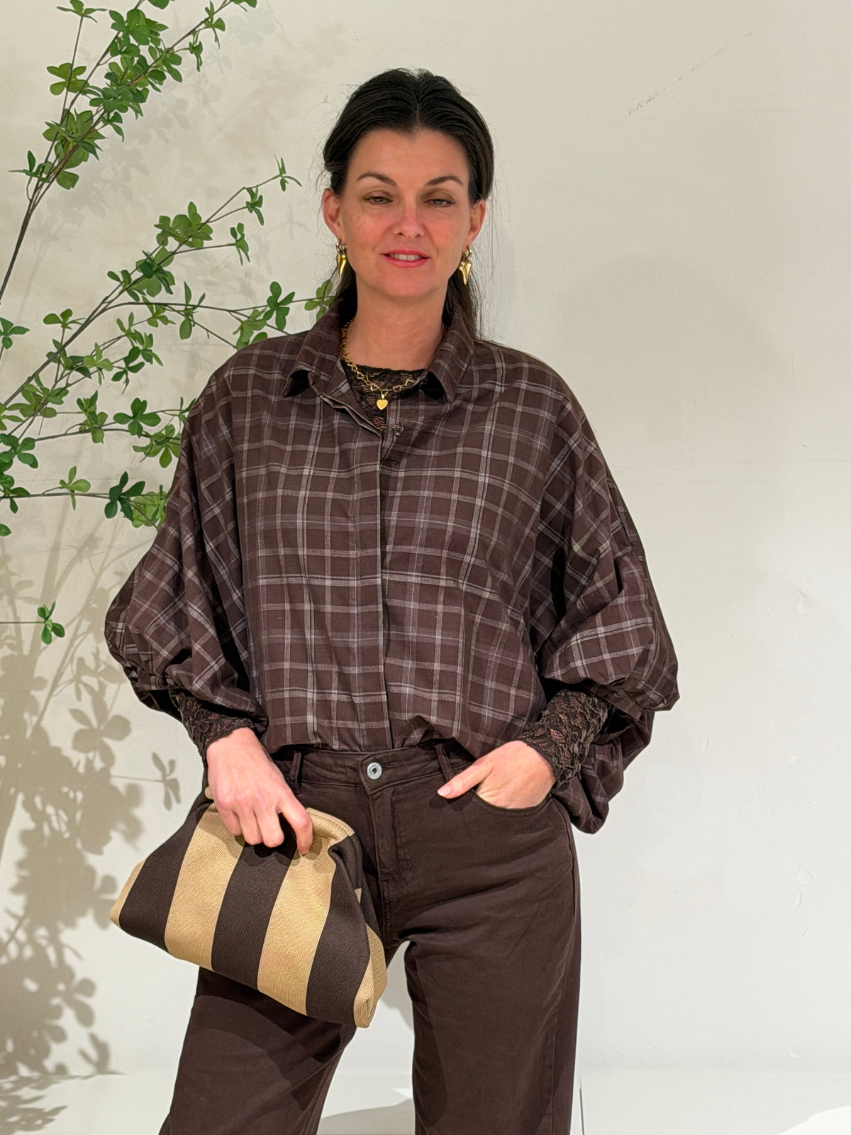 LIA BLOUSE RUIT - BRUIN