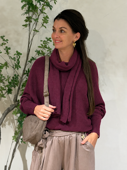WENDY SWEATER+SJAAL - BORDEAUX