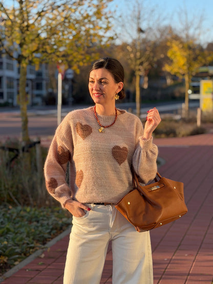 LOVELY Heart Trui - Beige