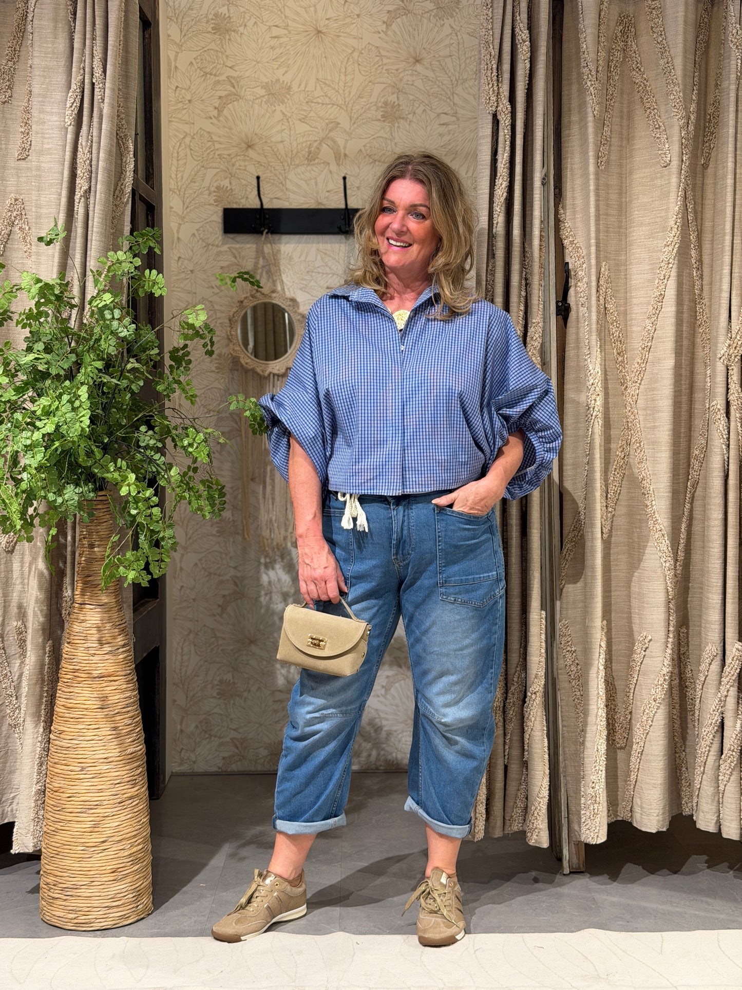 BALI BLOUSE RUIT - BLAUW