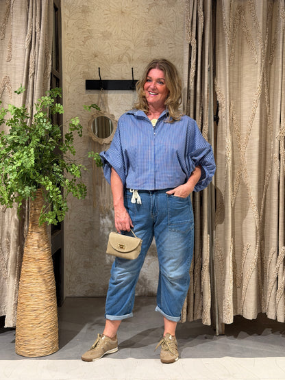BALI BLOUSE RUIT - BLAUW