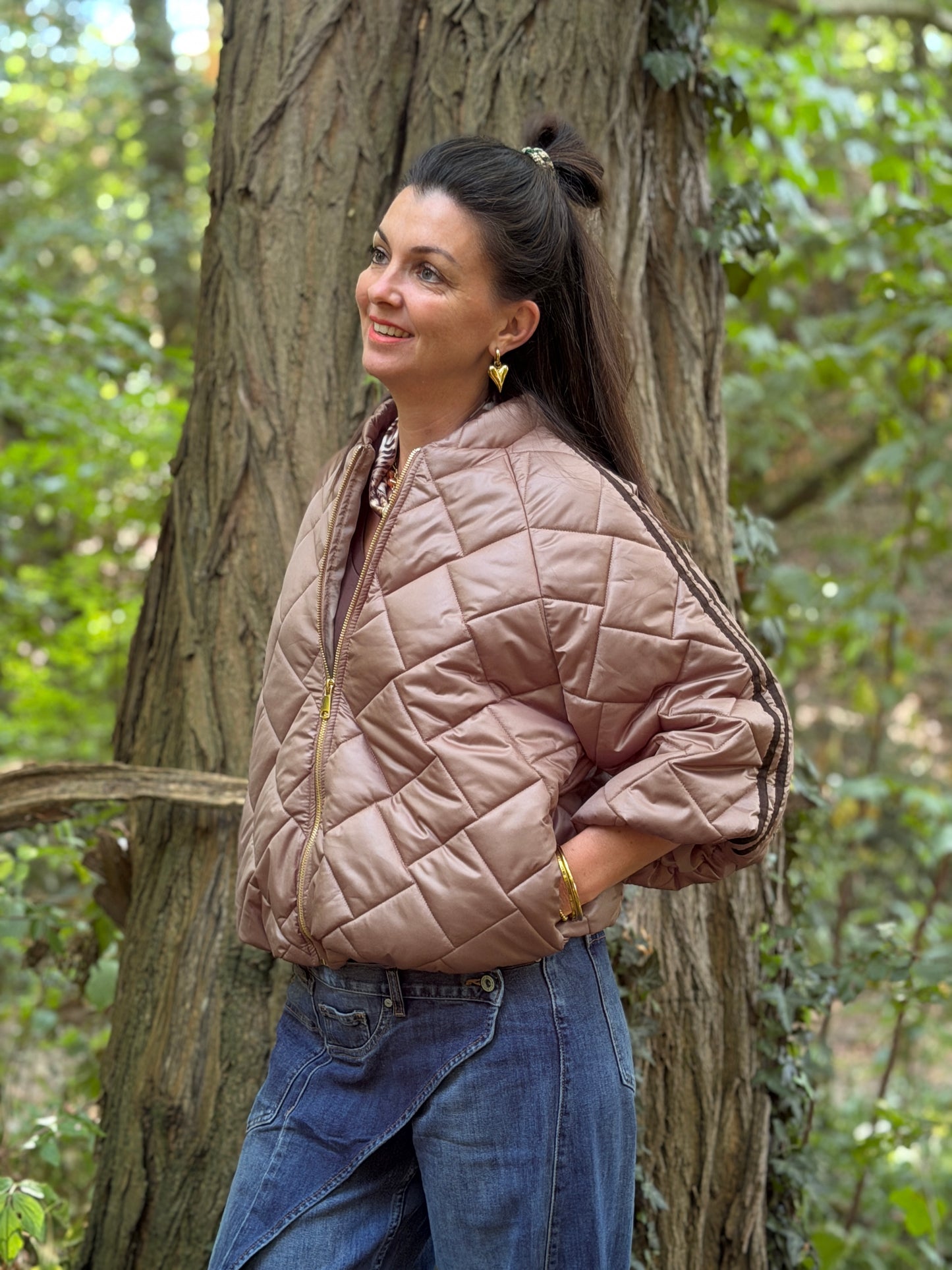 PUFFER JAS - TAUPE