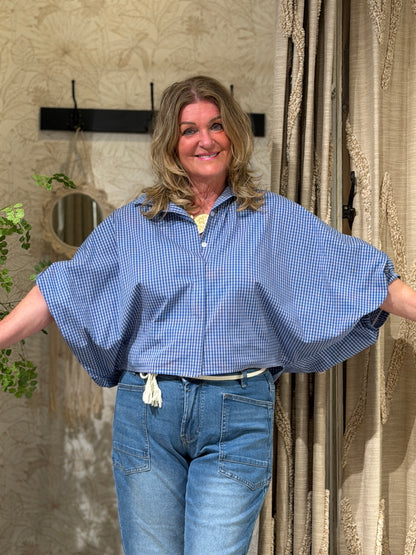 BALI BLOUSE RUIT - BLAUW