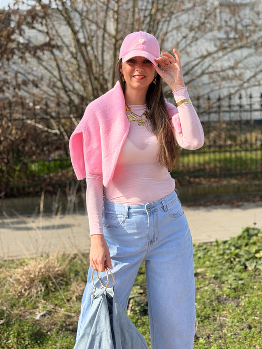 UNI MESH  Top - Roze