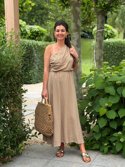 OFF SHOULDER JURK - BEIGE