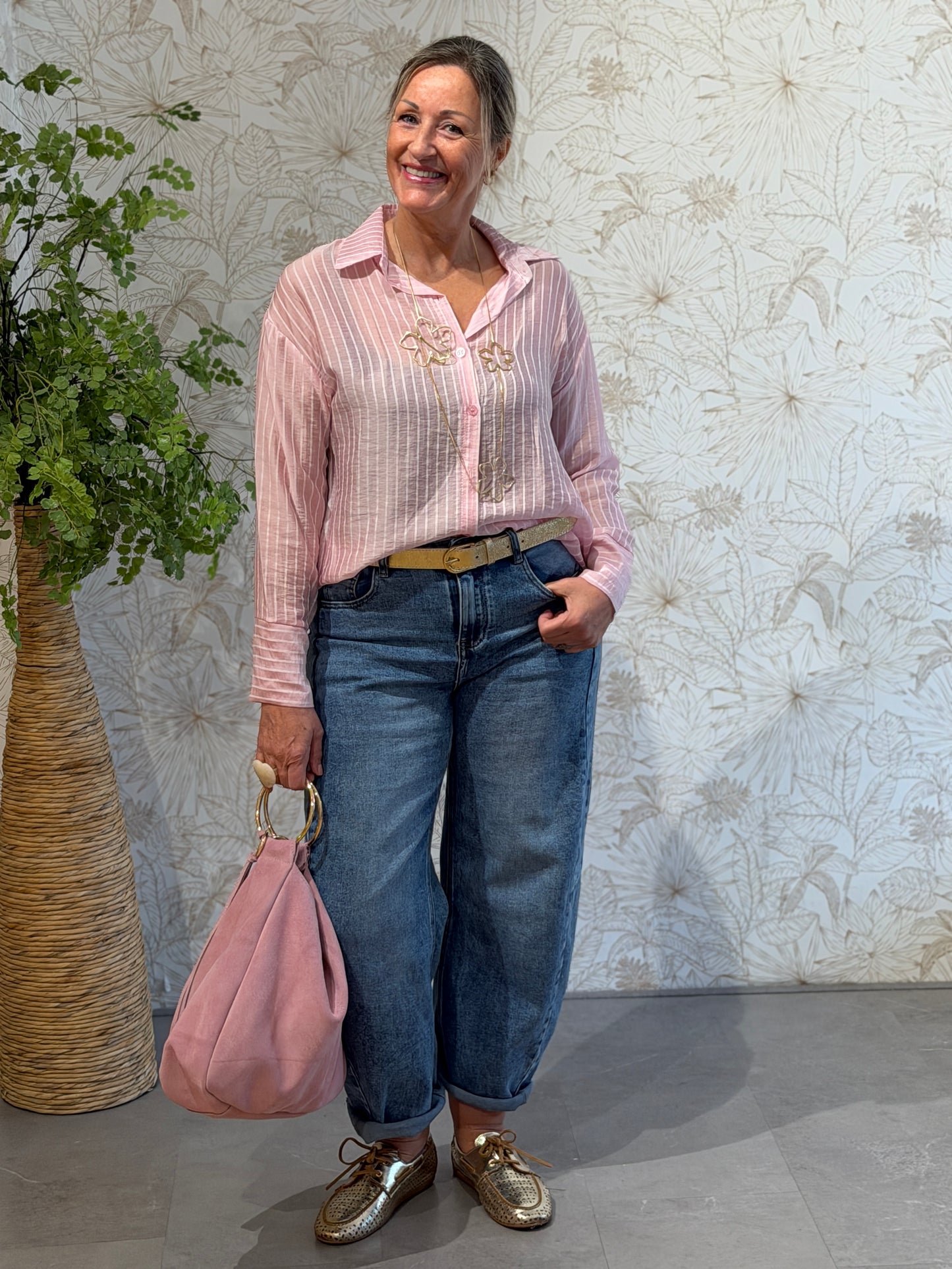 PUCK Stripe Blouse - Roze