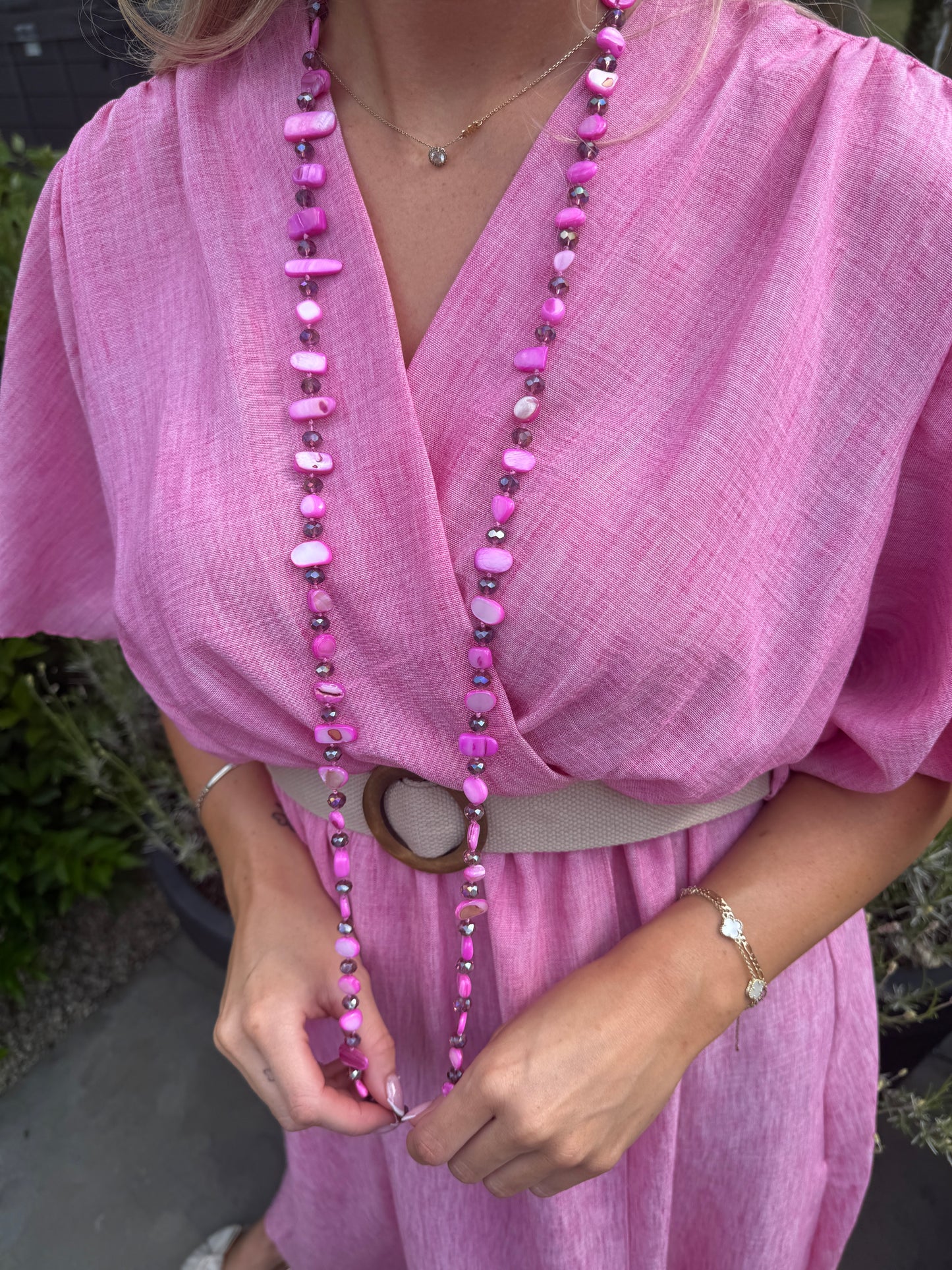 Stone Ketting - Roze