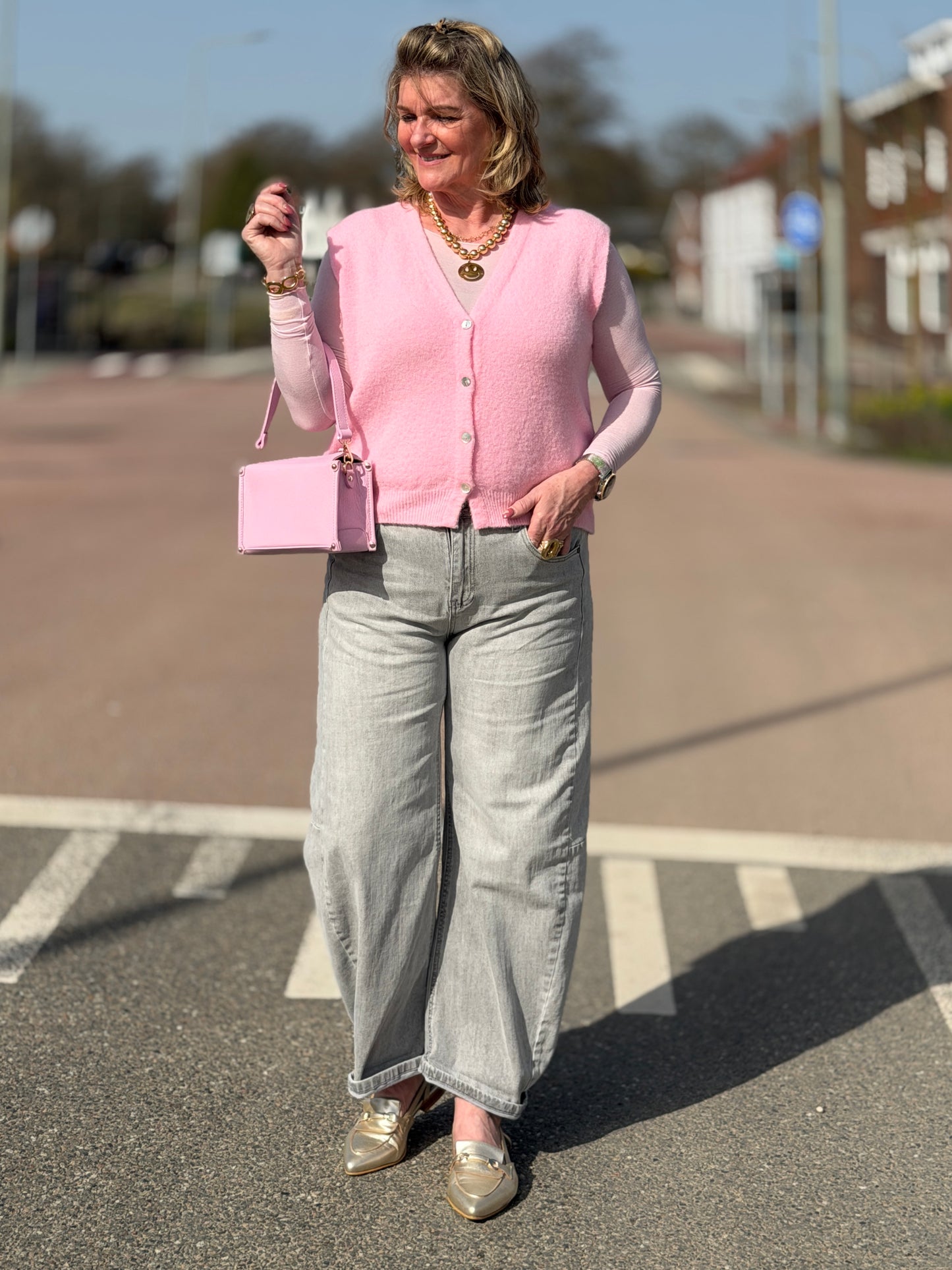 MAGLIA SPANCER - Roze