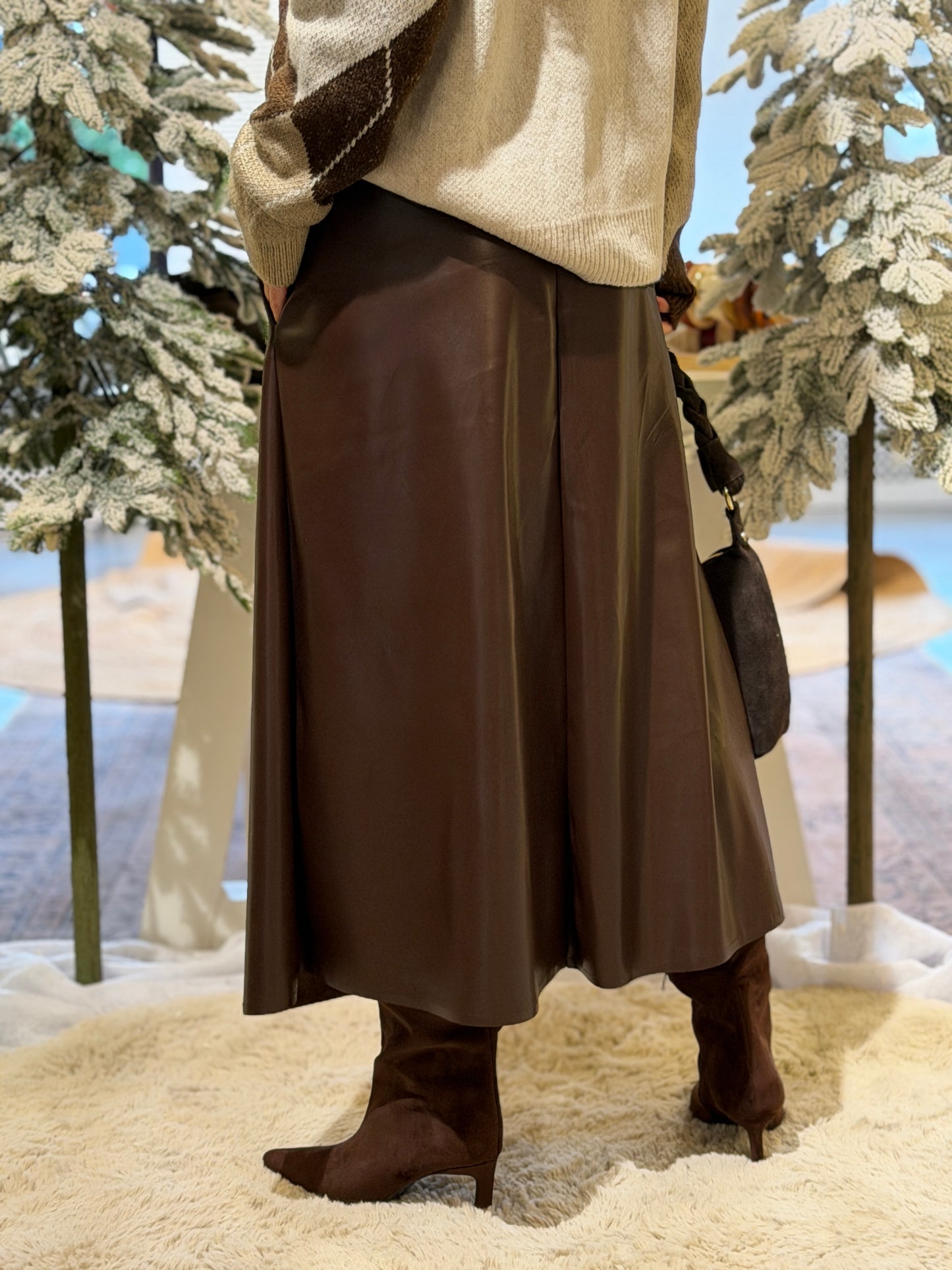 ROXY Leatherlook Rok - Bruin