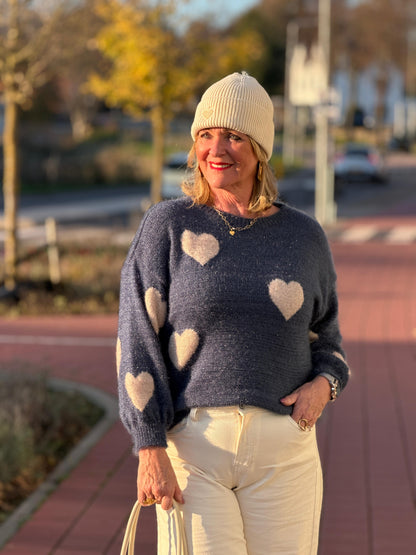 LOVELY Heart Trui - Blauw