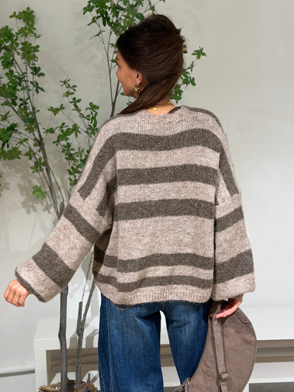 STRIPE VEST - TAUPE