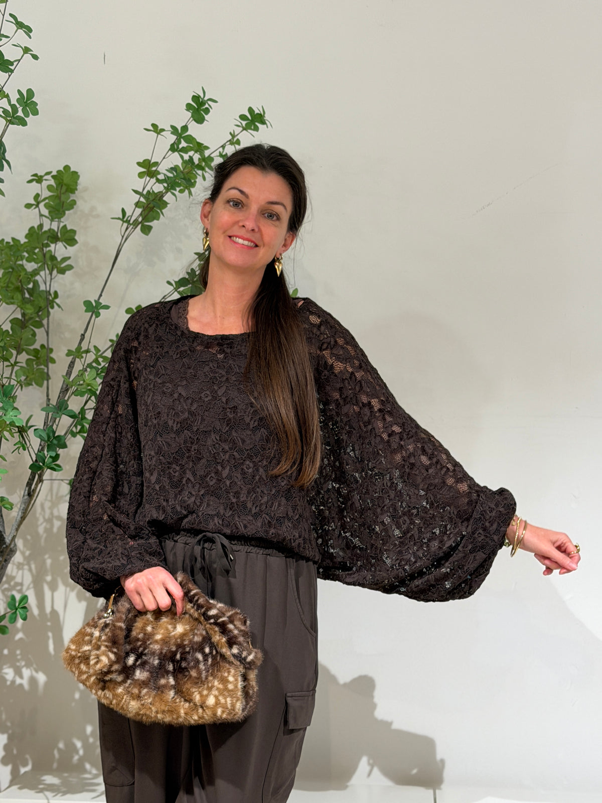ITALY LACE SHIRT - BRUIN