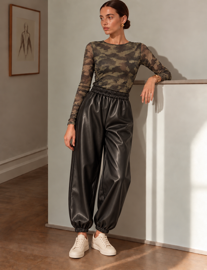 LEATHERLOOK  BALLOON - ZWART