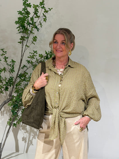 KNOOP BLOUSE RUIT - GROEN