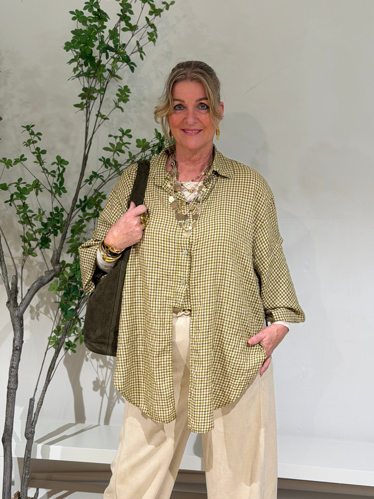 KNOOP BLOUSE RUIT - GROEN