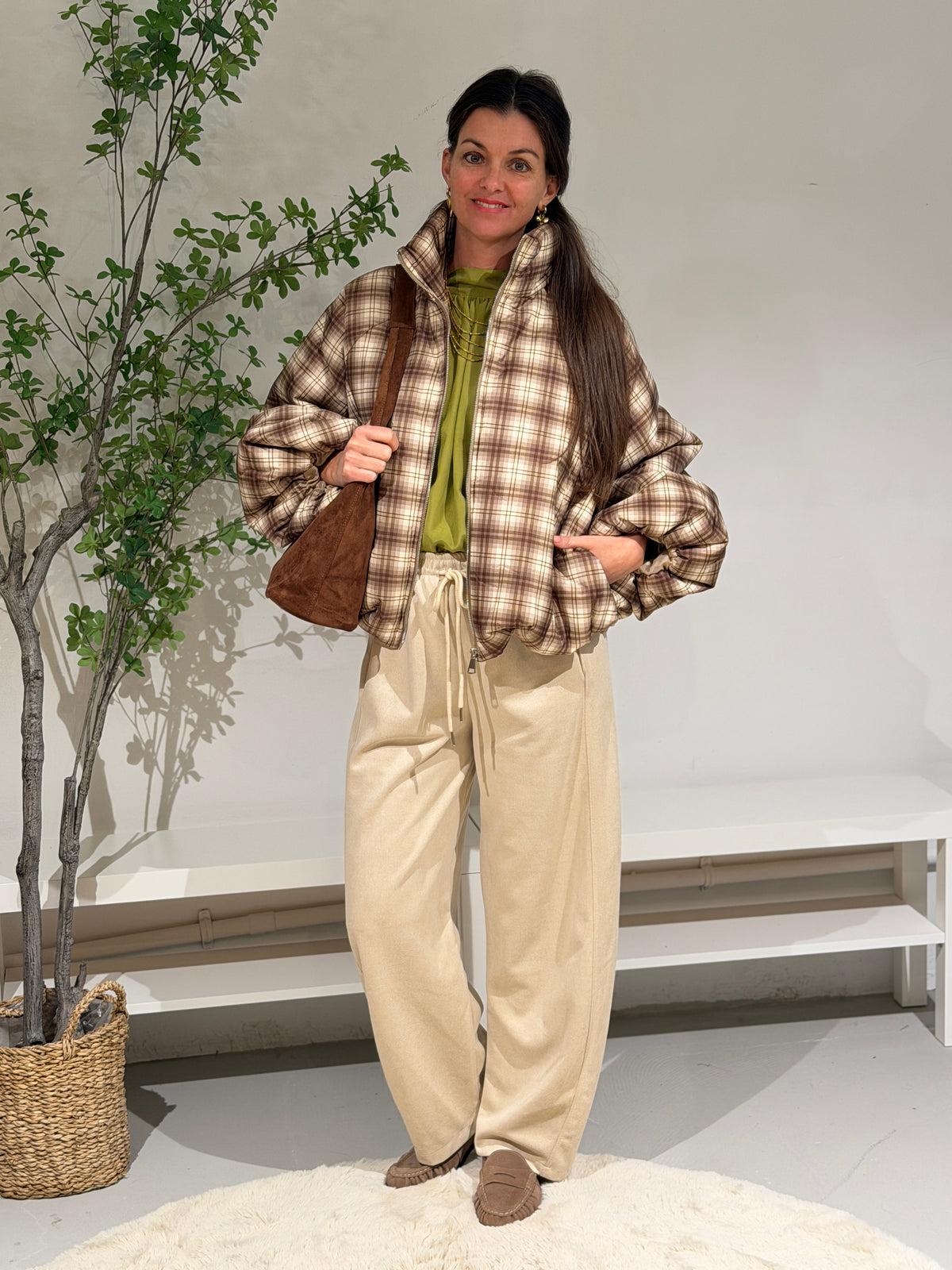 PUFFER RUIT - BEIGE/GROEN