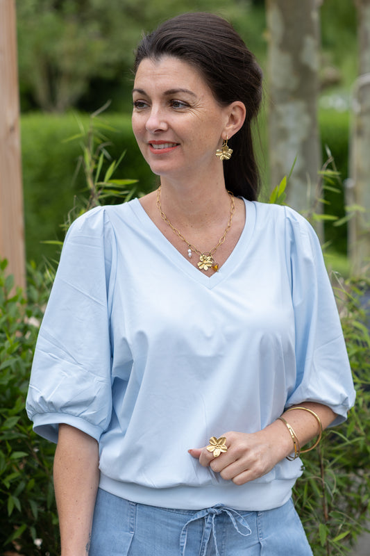 AMIE-V SHIRT BLAUW
