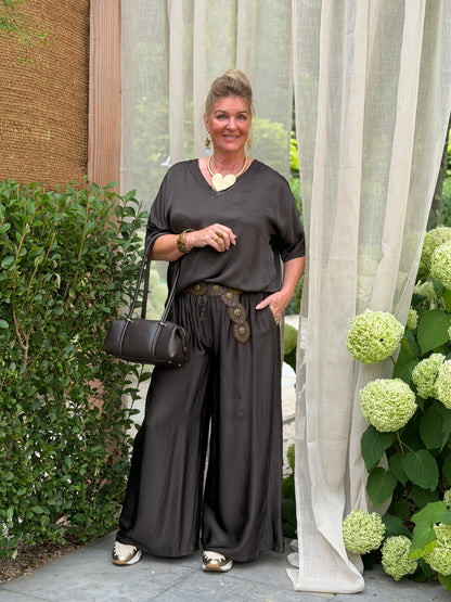 SATIN BLOUSE - BRUIN