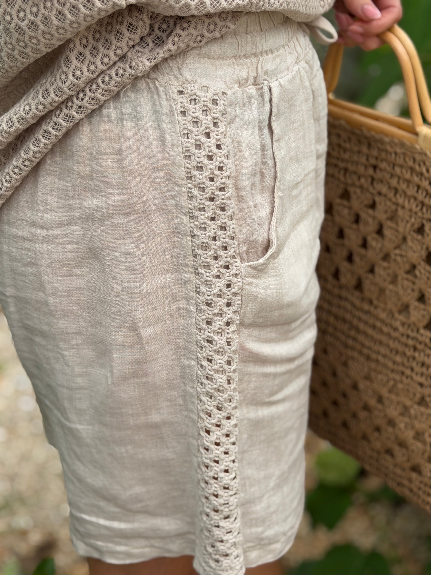 ISA LINNEN SHORT - BEIGE