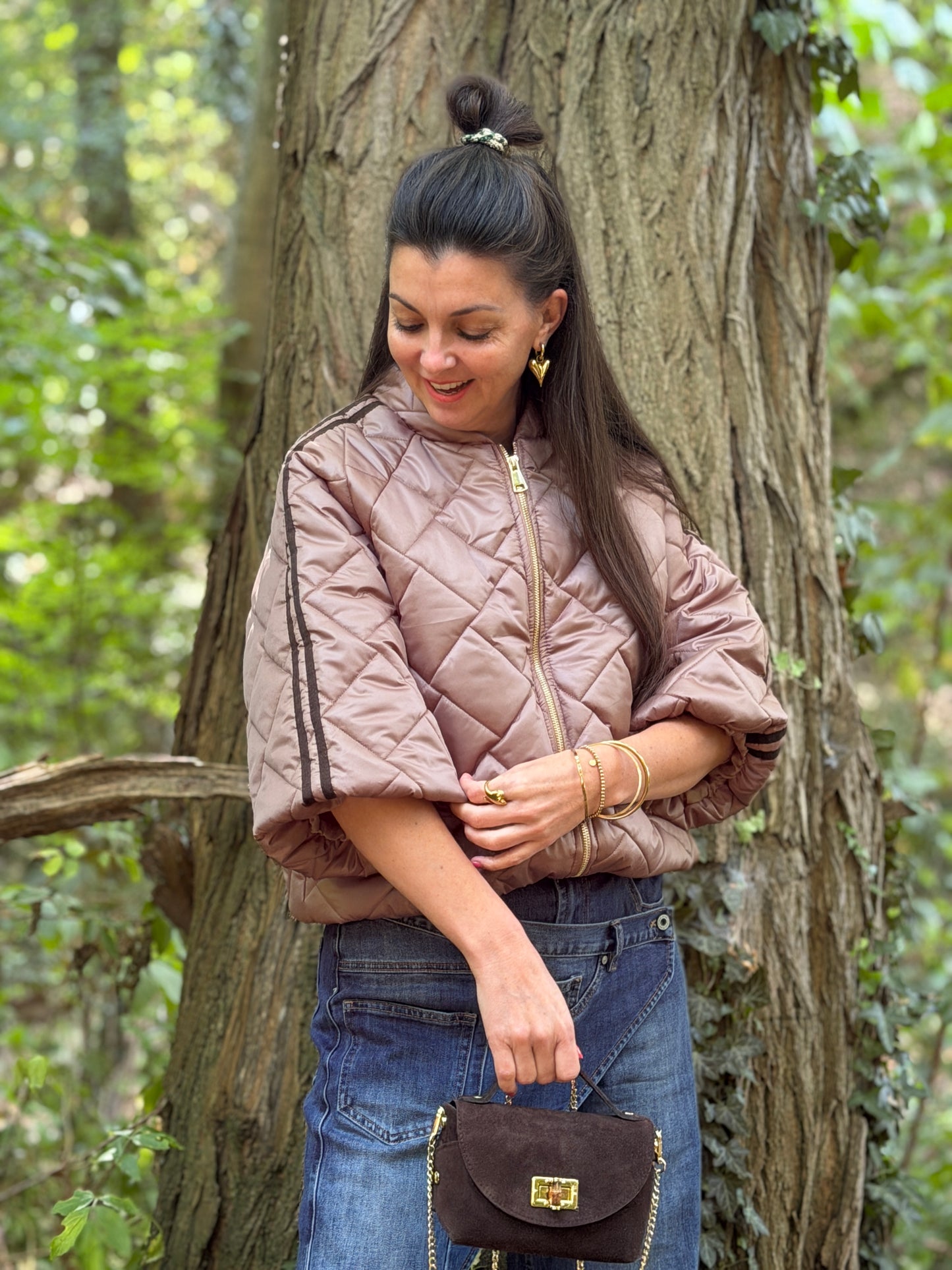 PUFFER JAS - TAUPE