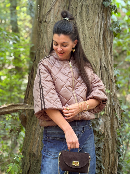 PUFFER JAS - TAUPE