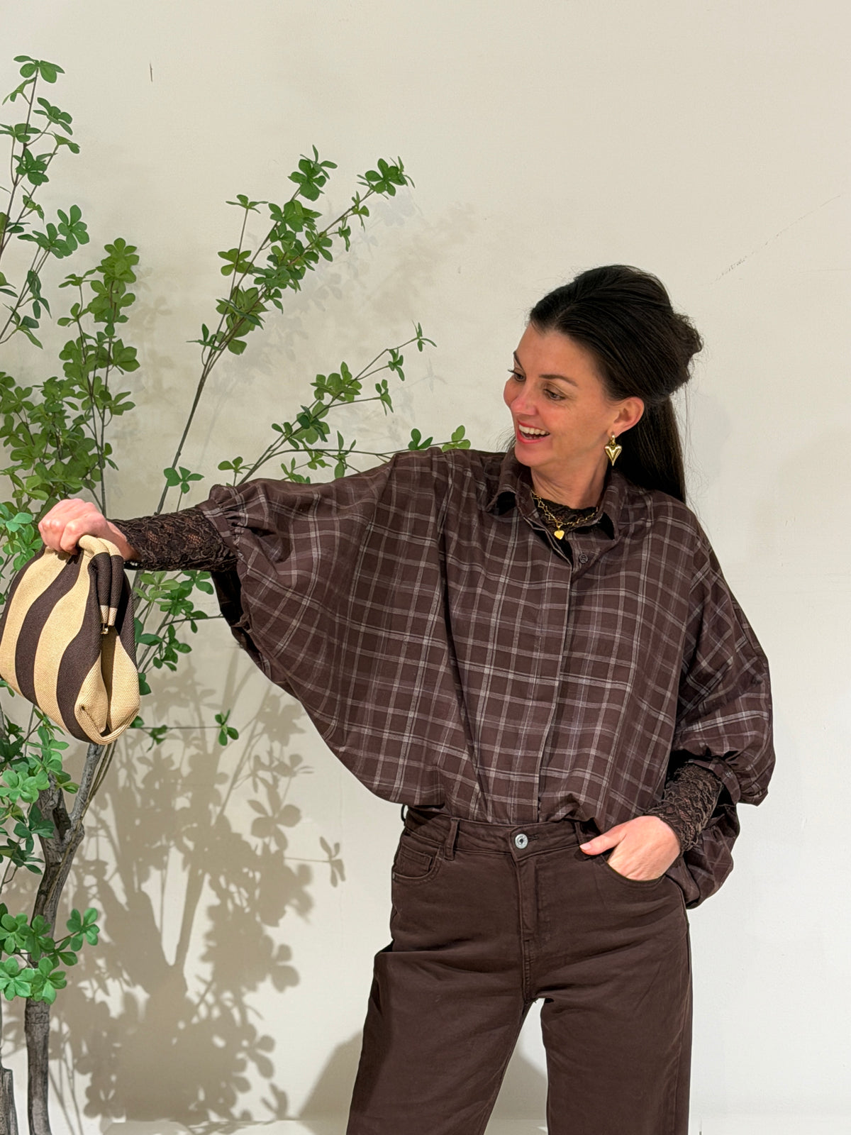 LIA BLOUSE RUIT - BRUIN
