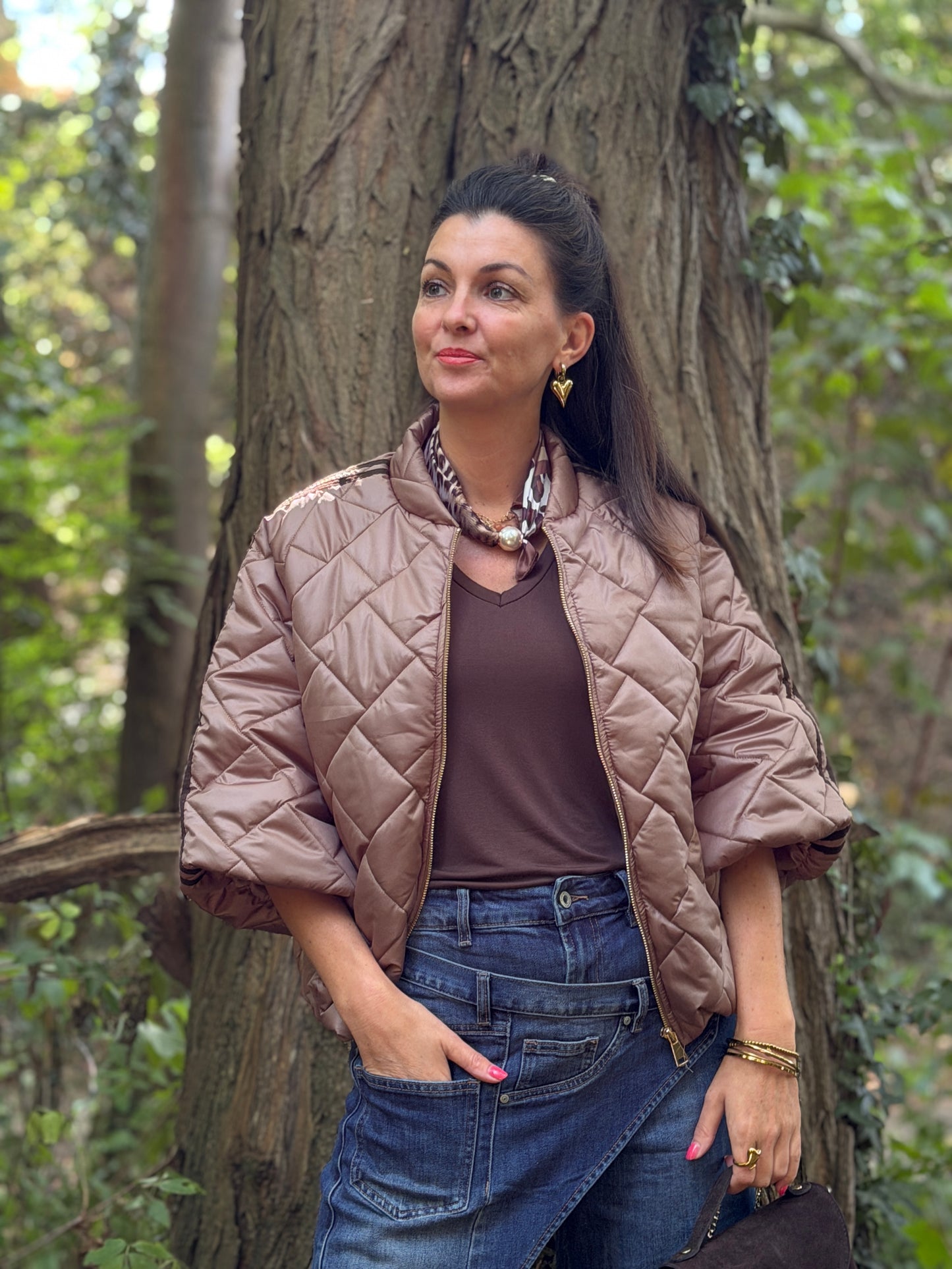 PUFFER JAS - TAUPE