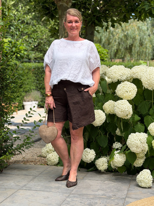 LINO OVERSLAG SHORT - BRUIN
