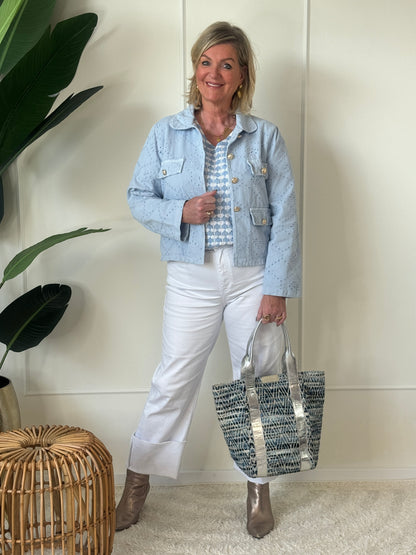 Jeans mit weitem Bein – Weiß