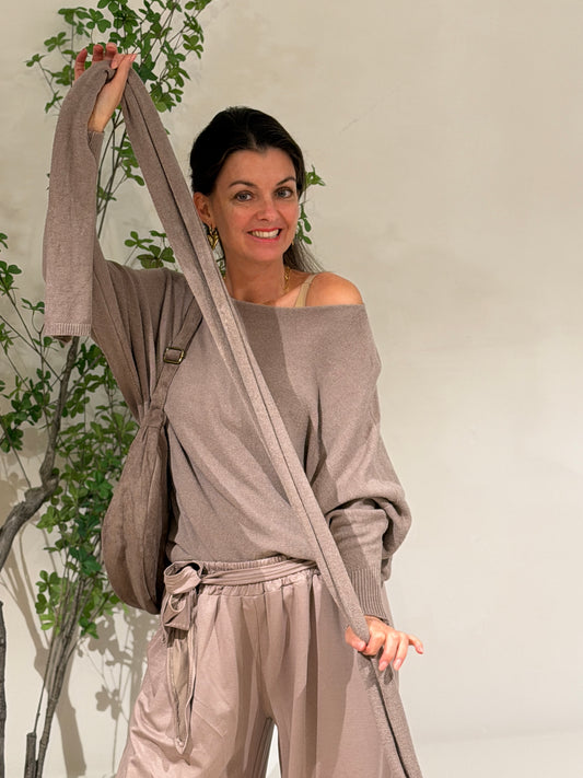 WENDY SWEATER+SJAAL - TAUPE