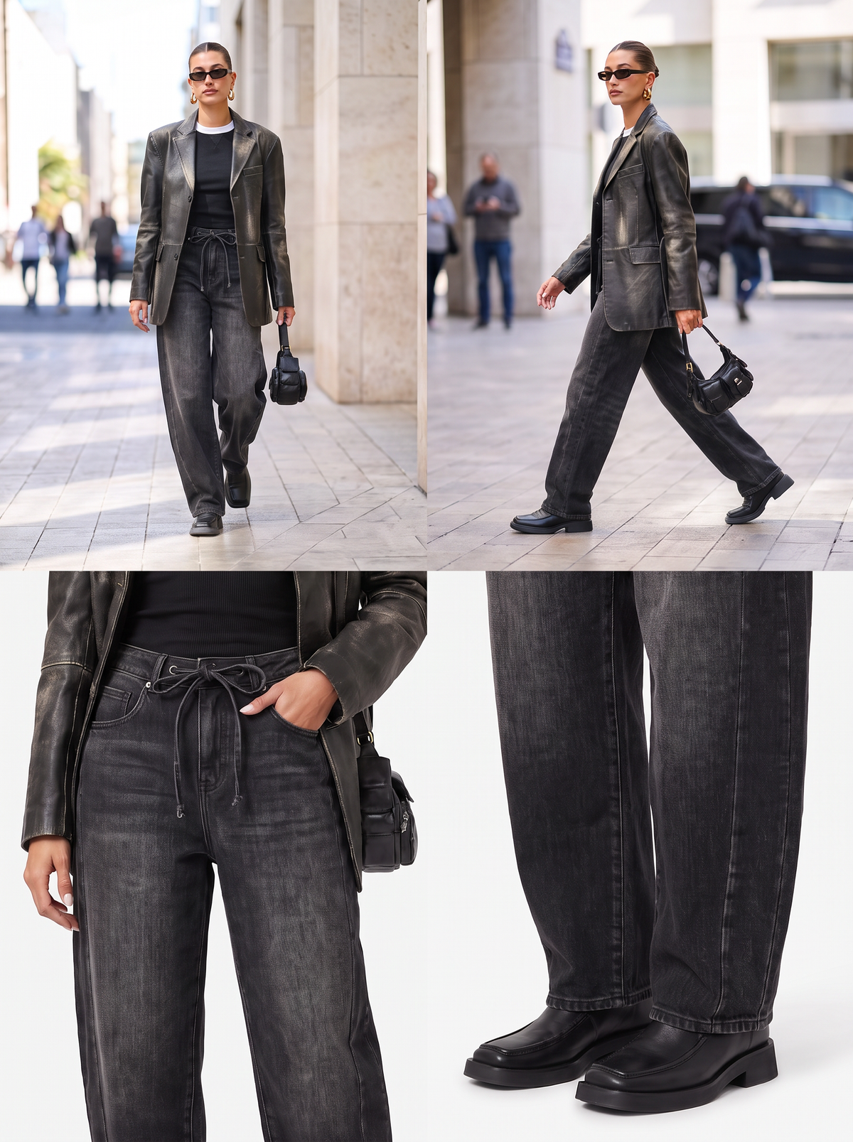 BELA BARREL JEANS - ZWART