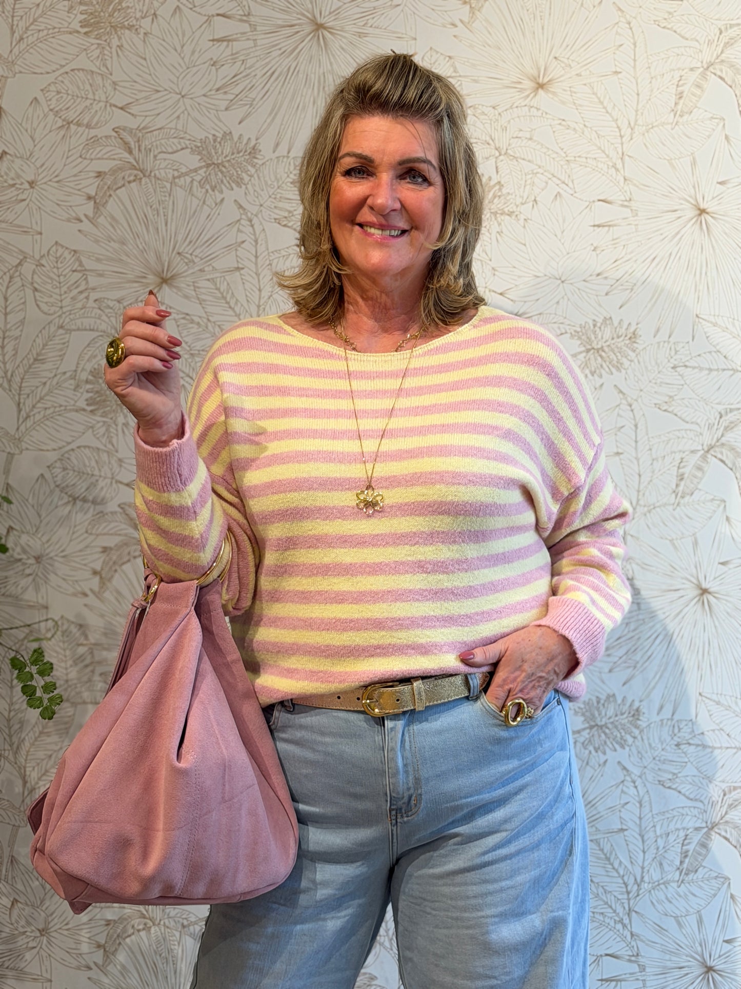 JADE Stripe Trui - Roze