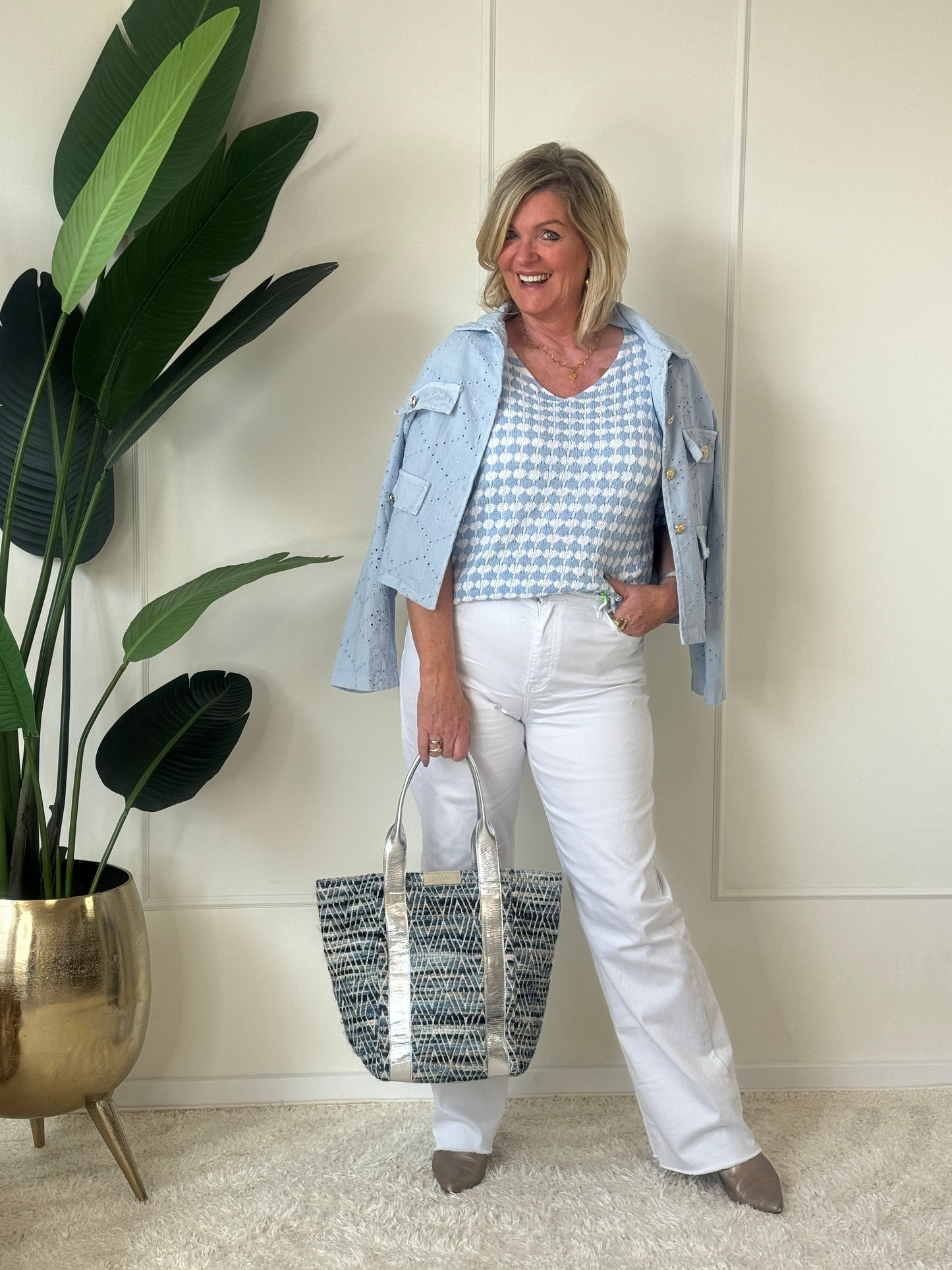 Jeans mit weitem Bein – Weiß