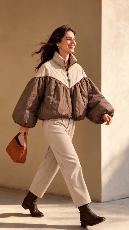 UNI PUFFER - BRUIN/ECRU