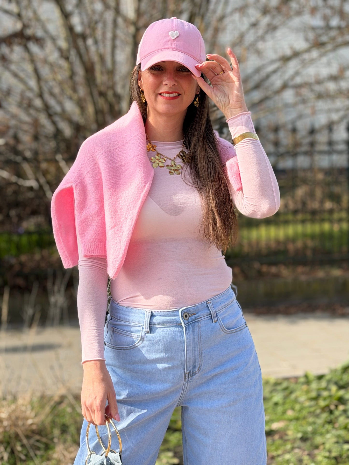 UNI MESH  Top - Roze