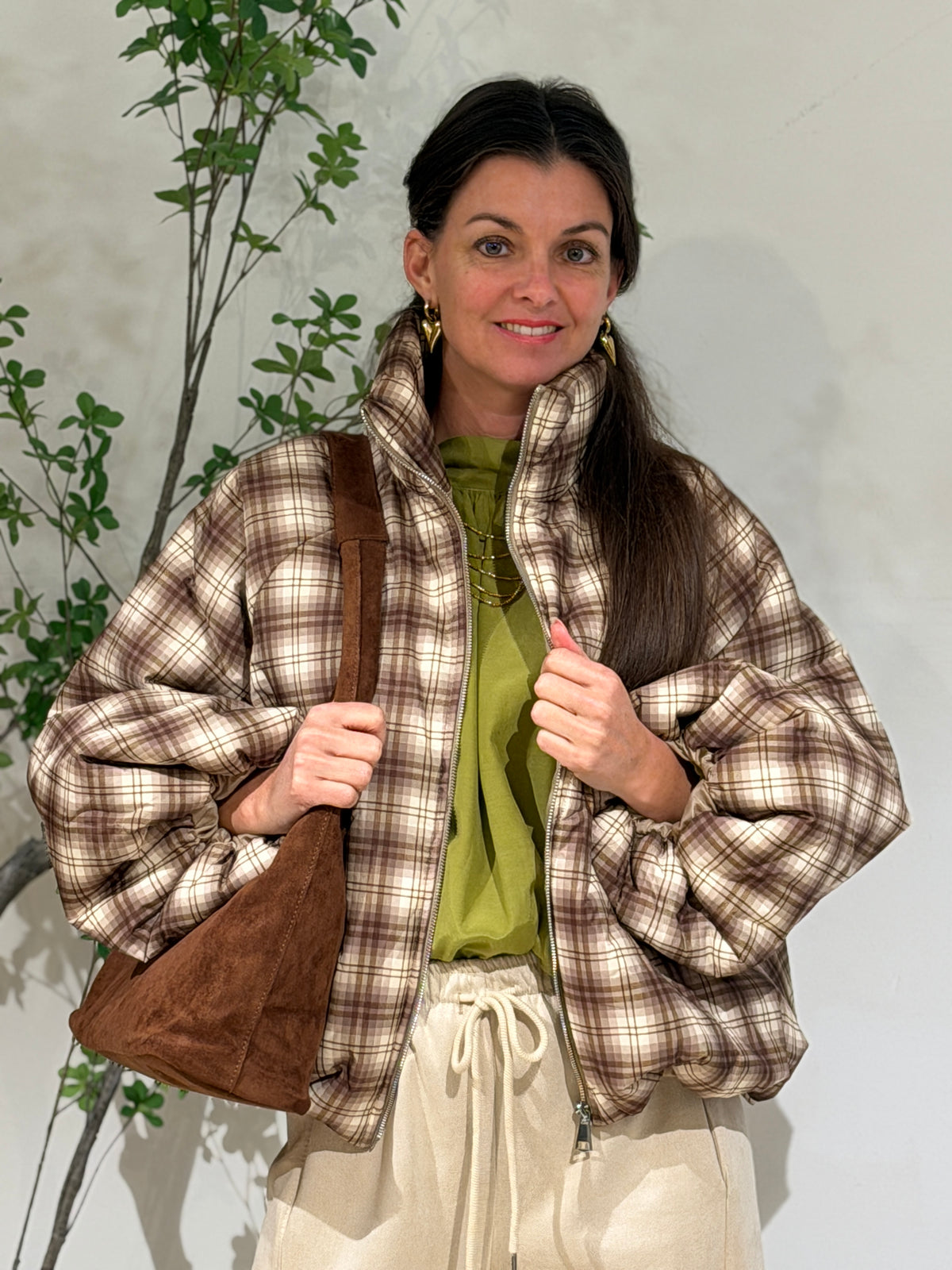 PUFFER RUIT - BEIGE/GROEN