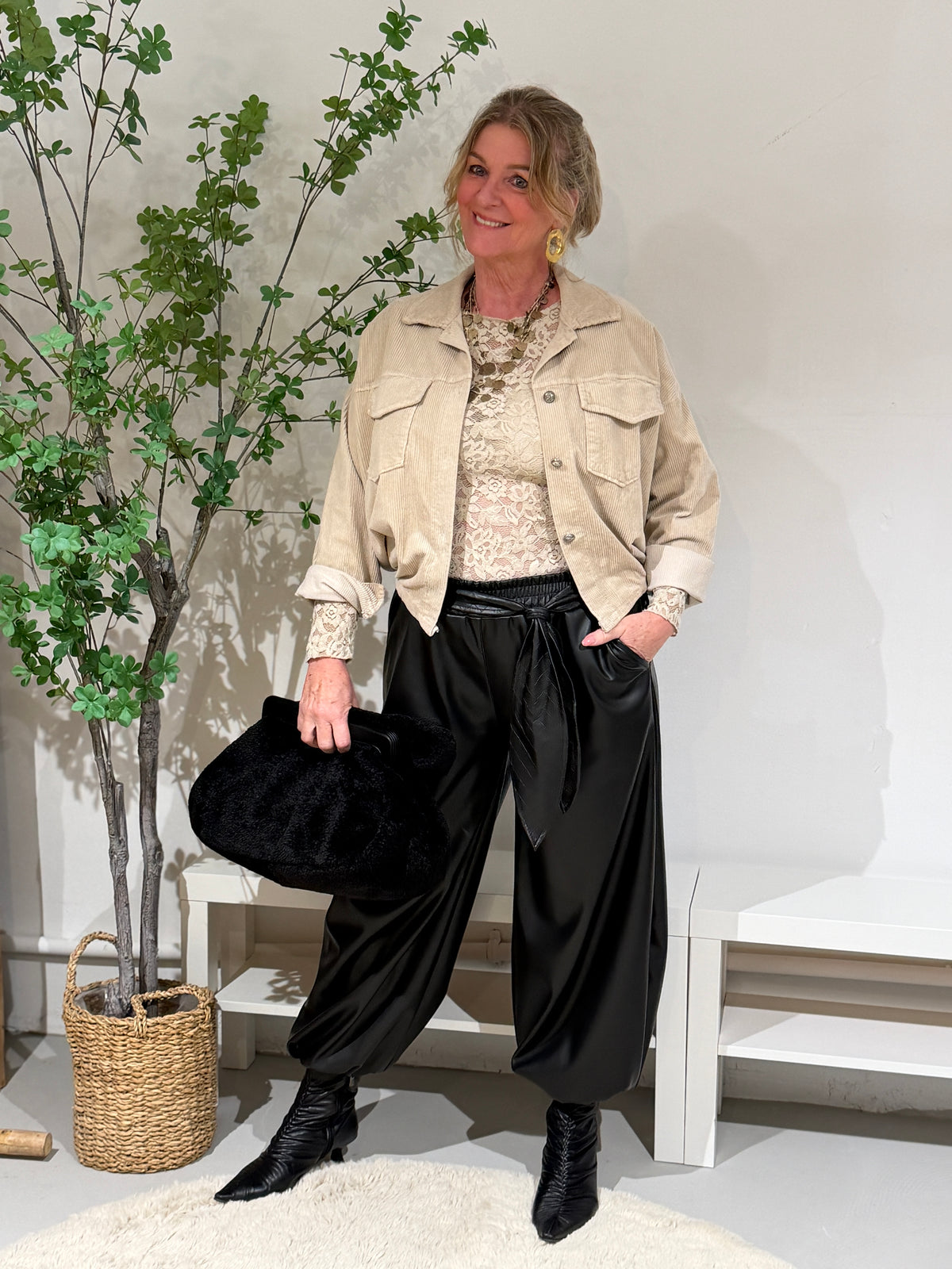 BROEK BALLOON LEATHERLOOK - ZWART