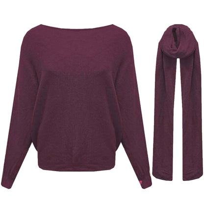 WENDY SWEATER+SJAAL - BORDEAUX