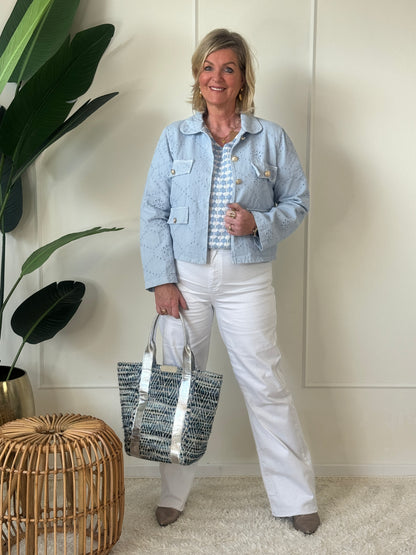 Jeans mit weitem Bein – Weiß